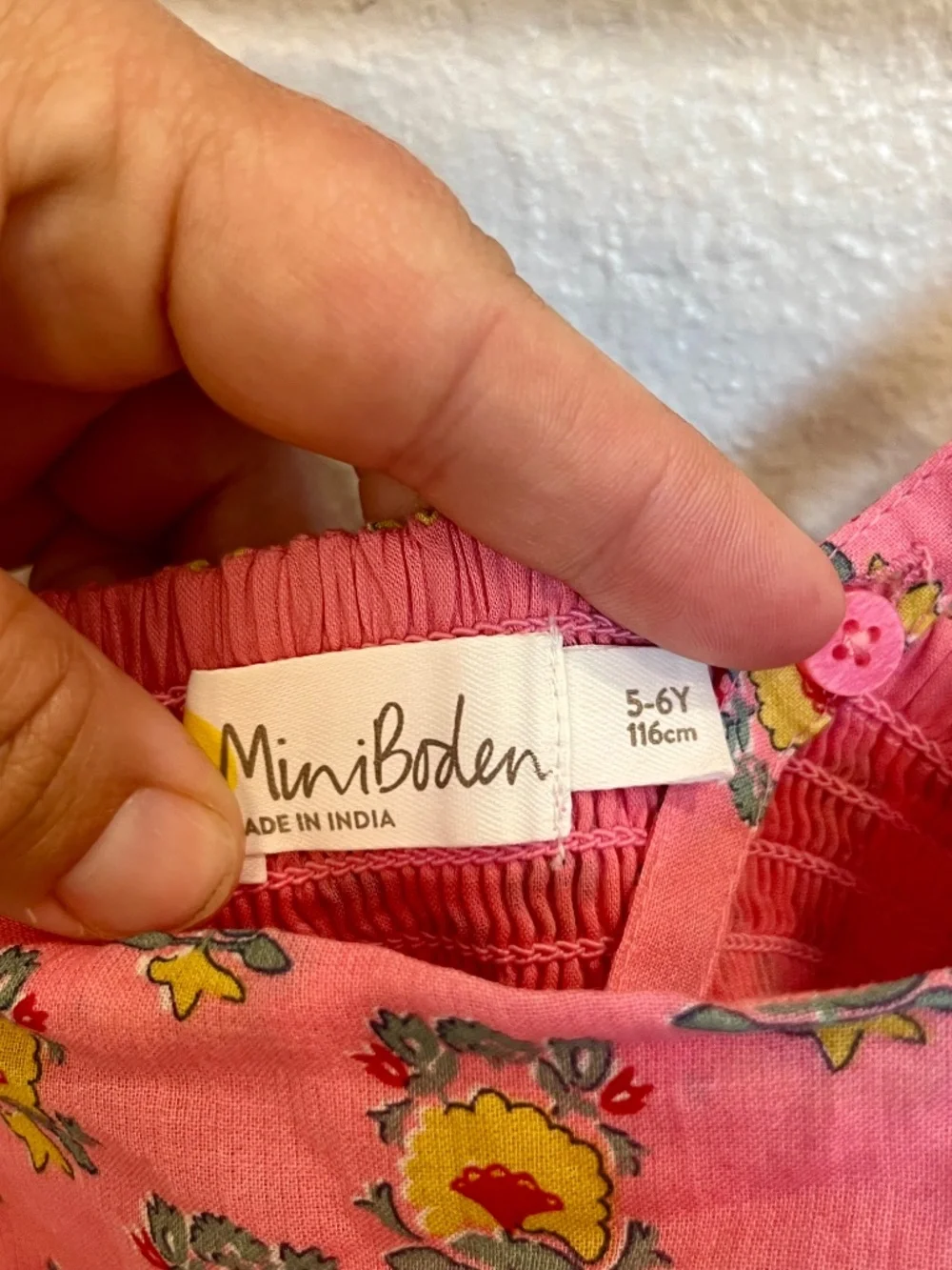 Mini Boden Handkerchief Hem Sleeveless Dress Yellow Pink Floral Print Girls 5-6Y
